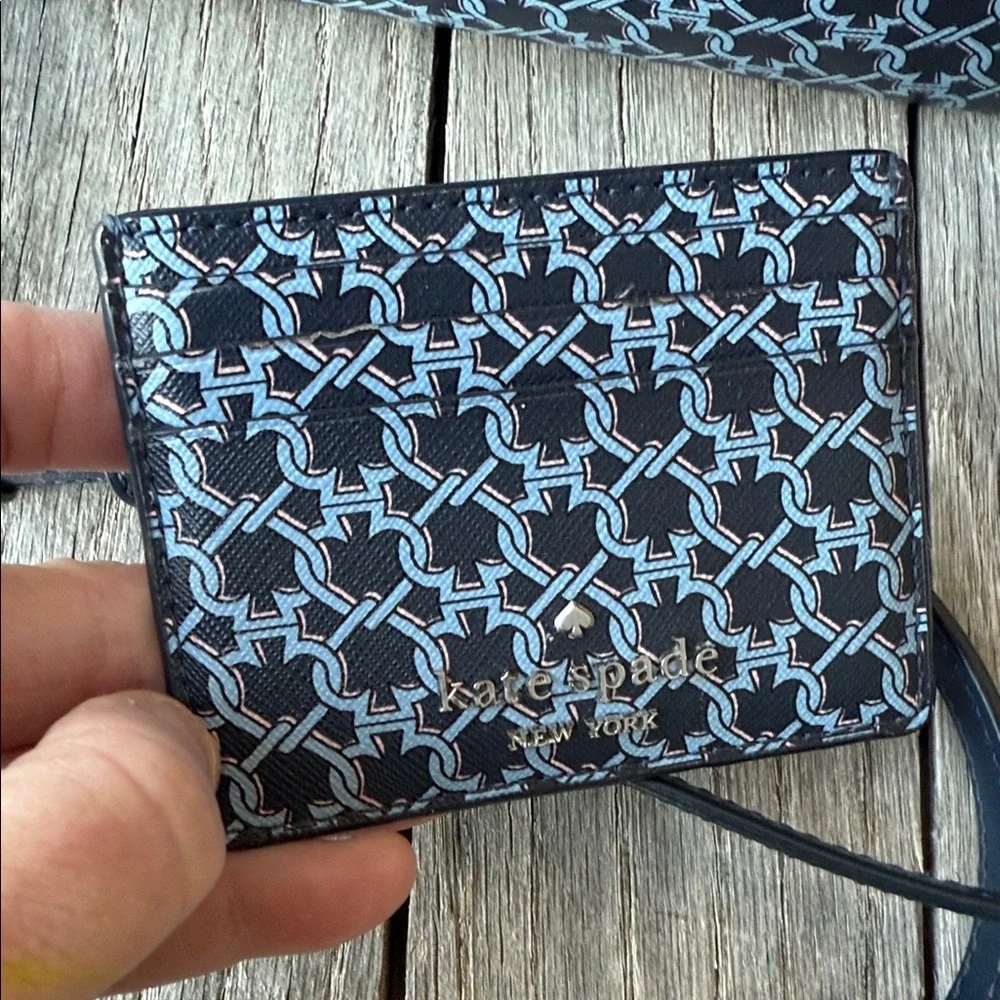 Kate Spade NY Link Camera Bag Blue Multi Saffiano PVC w/Matching Card Holder - Picture 6 of 16